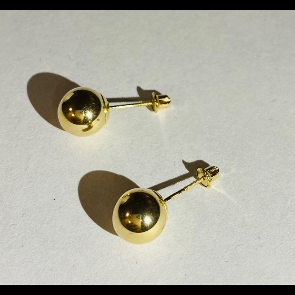 Gold Ball 14kt Solid Stud Earrings - image 4